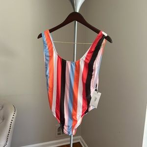 Stripped one piece swim